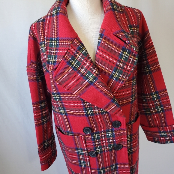 Coco + Carmen Red Plaid Coat - Picture 7 of 11